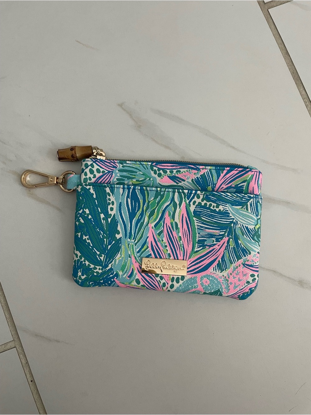 Lilly Pulitzer Teal, Pink & Green Tropical Holiday on the Sun Card Pouch